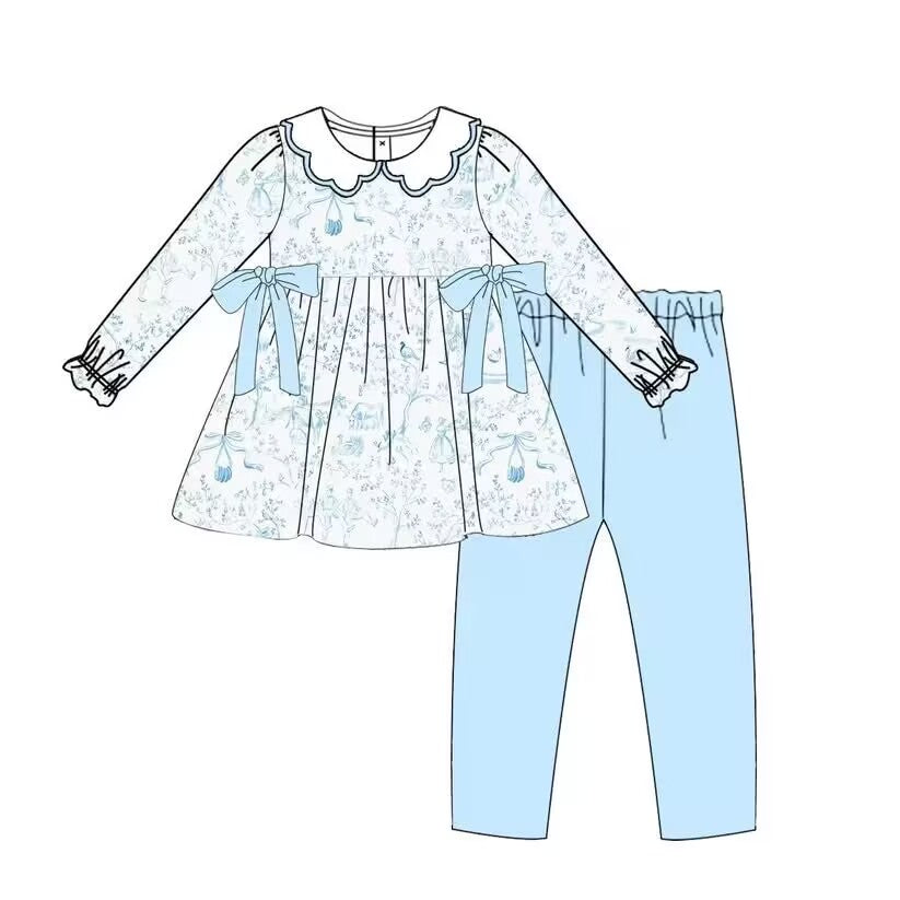 Custom moq 5 each style eta 6-7weeks baby girl clothes blue bow long sleeve pants set and briefs sets-25.9.4