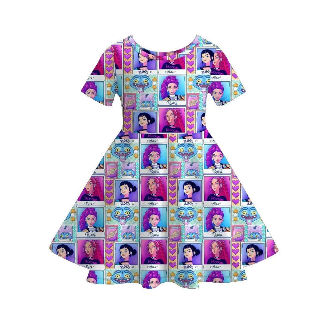 Custom moq 5 each style eta 6-7weeks baby girl clothes short sleeve dress