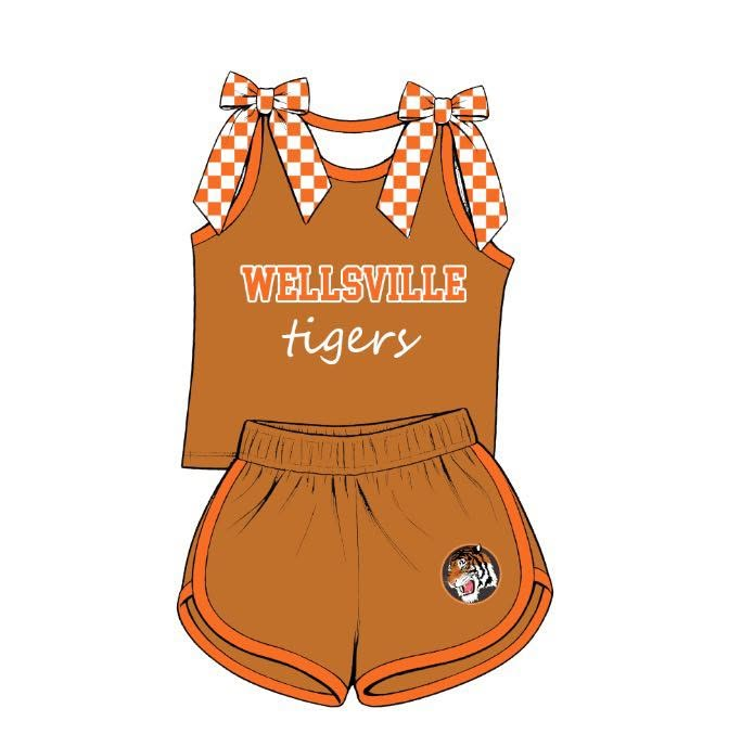 custom moq 5 mix size KABR0105 Baby Girls Bow Sleeveless Tank Top Shorts Summer Team Outfit