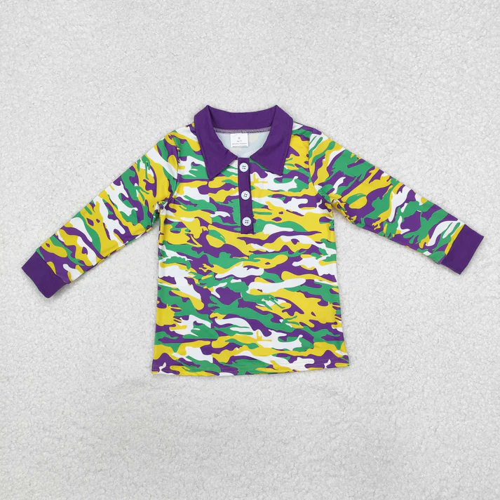 RTS NO MOQ Sibling baby girl boy clothes camouflage long-sleeved tops