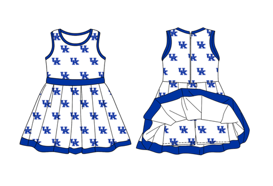 Custom moq 8 each style eta 6-8weeks yoga material baby girl clothes team blue sleeveless dress-25.9.29