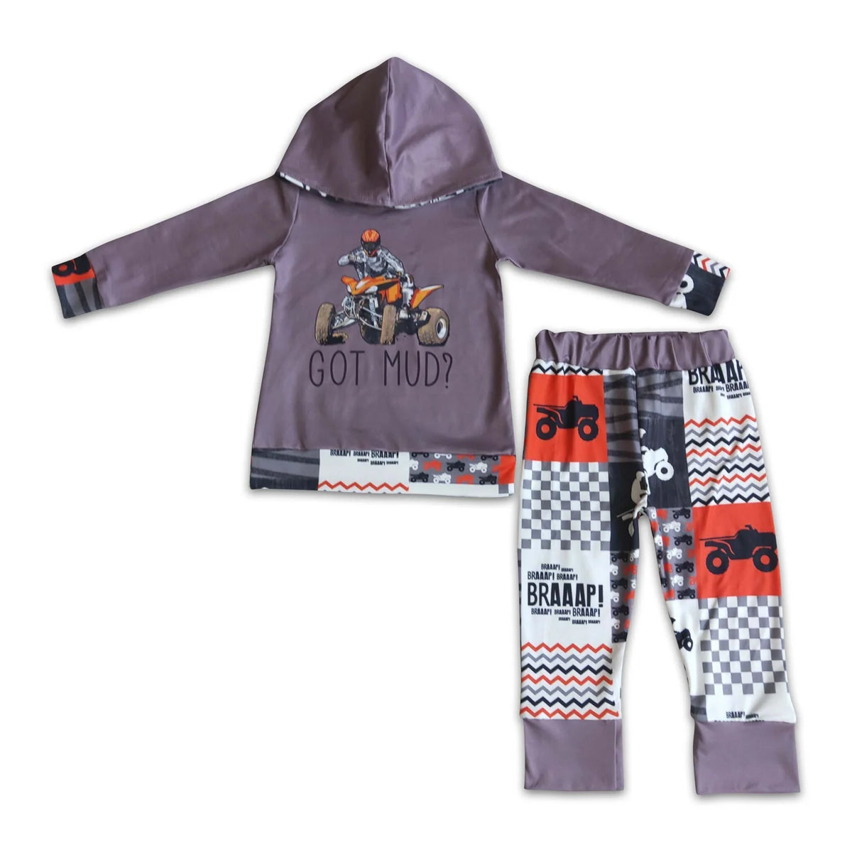 RTS NO MOQ Sibling baby boy clothes hooded long sleeve pants Sets