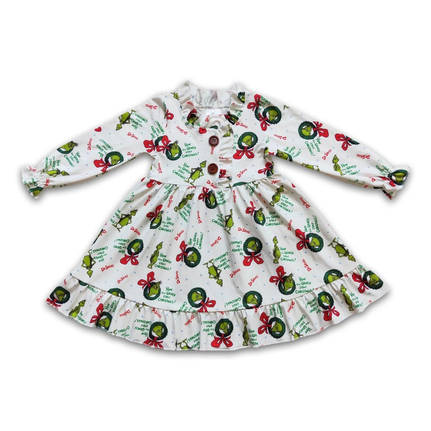 RTS NO MOQ Sibling milk silk Baby Girls Cute Christmas Long Sleeve Knee Length Dresses