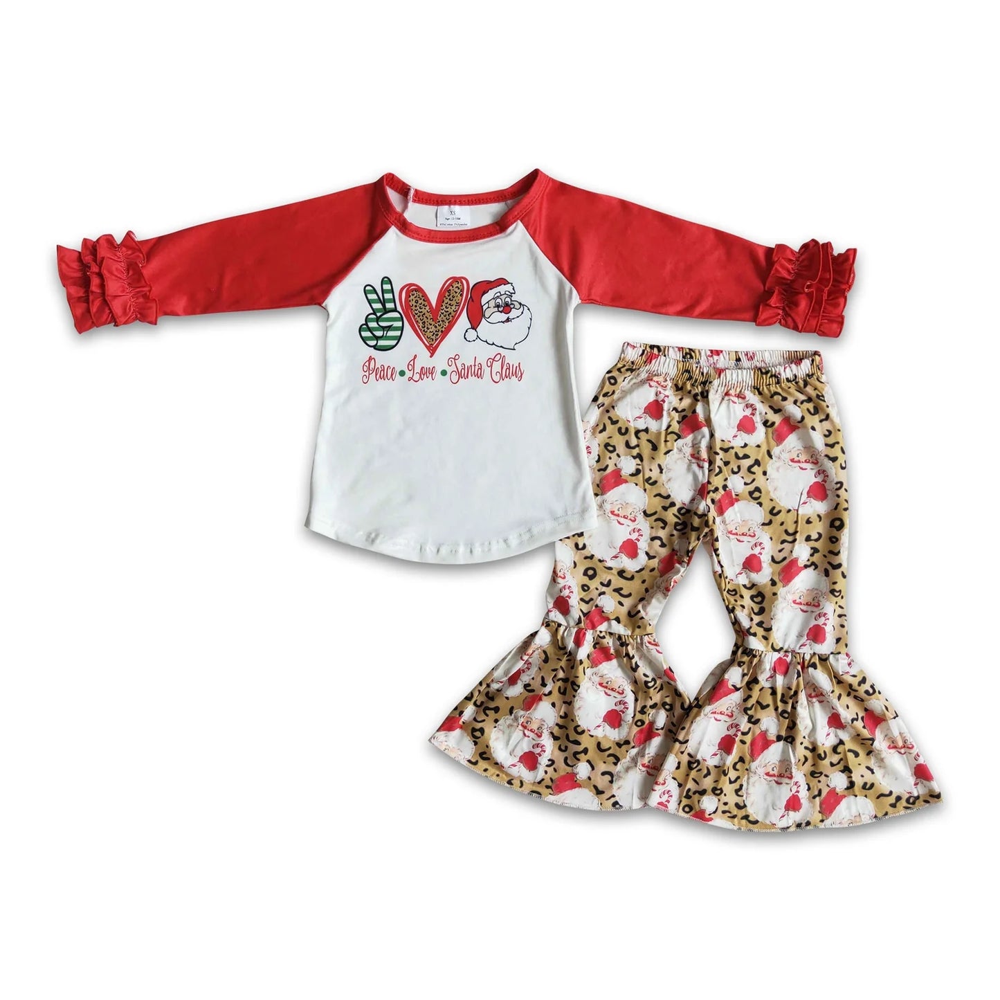 RTS NO MOQ Sibling milk silk Baby Girls Long Sleeve Top Bell Bottom Pants Holiday Clothes Set