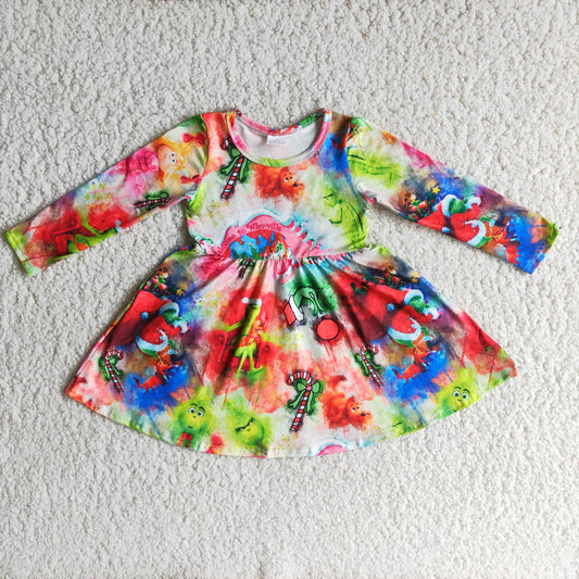 6 A15-3 Christmas cute long sleeve dress