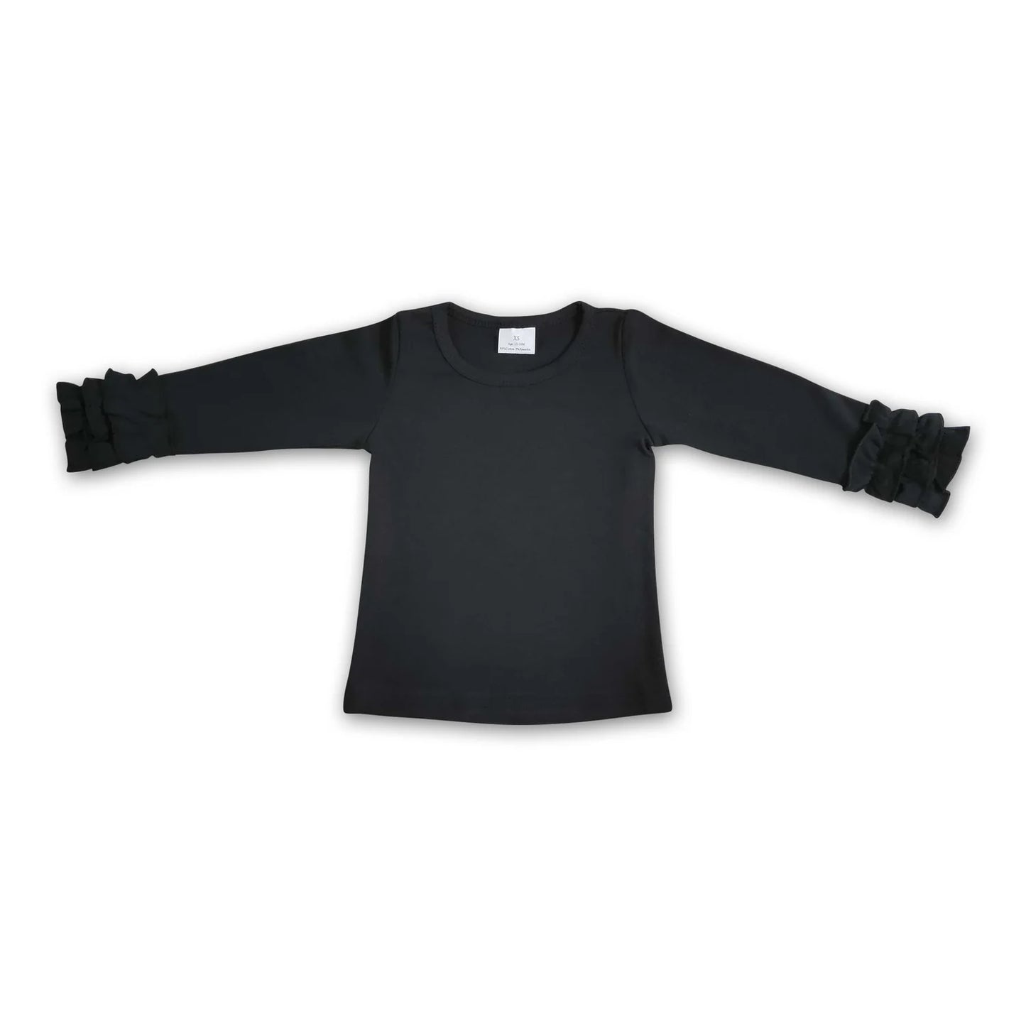 RTS NO MOQ Sibling cotton Baby Girls' Solid Color Long Sleeve Lace Crew Neck Top