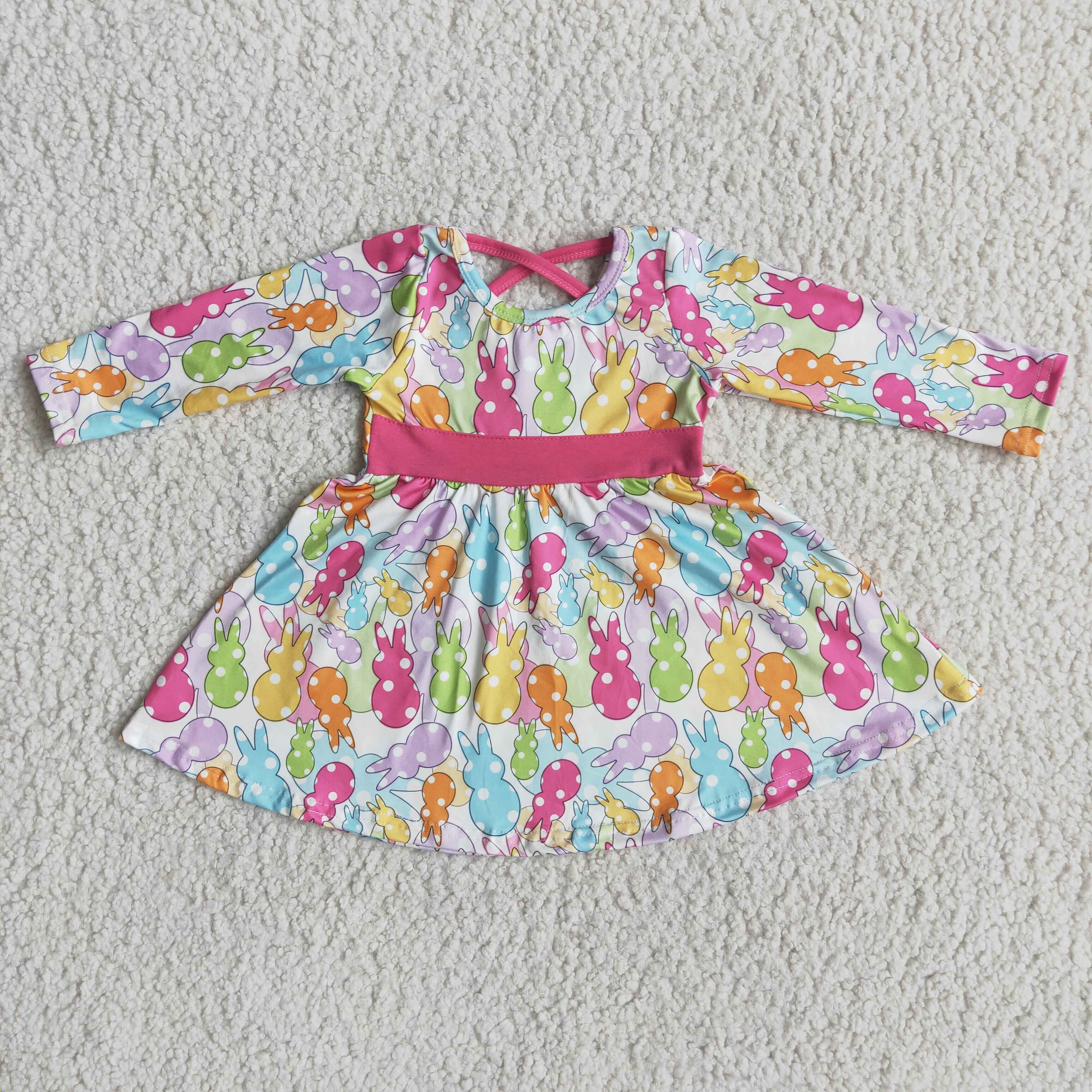 6 A18-1 Three Rabbits Pink Long Sleeve Dresses – siblingstylesclothing.com
