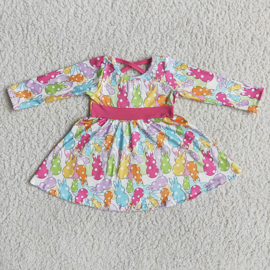 6 A18-1 Three Rabbits Pink Long Sleeve Dresses