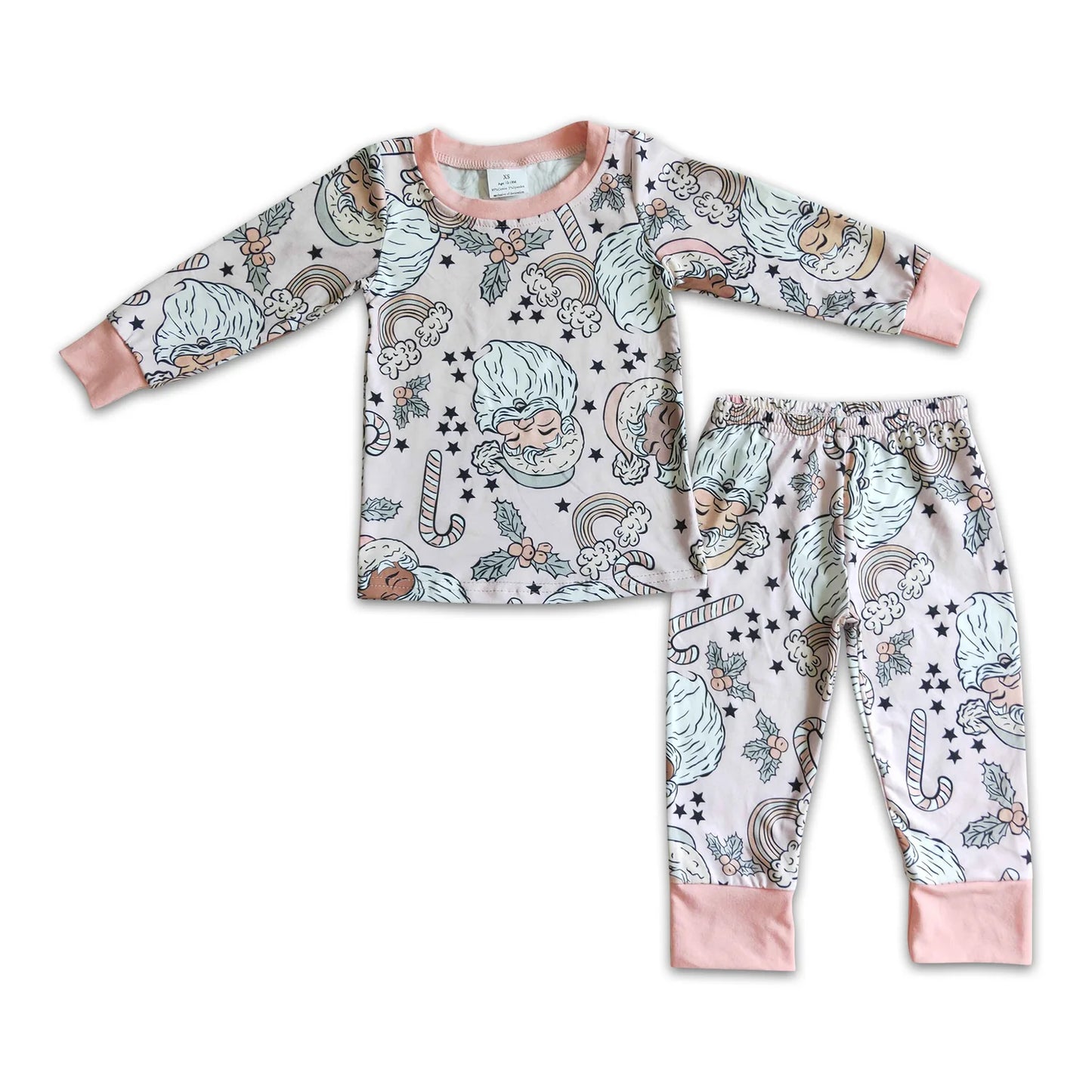 RTS NO MOQ Sibling milk silk Cute Clothes Baby Girls Christmas Long Sleeve Top Pant Holiday Outfit Set