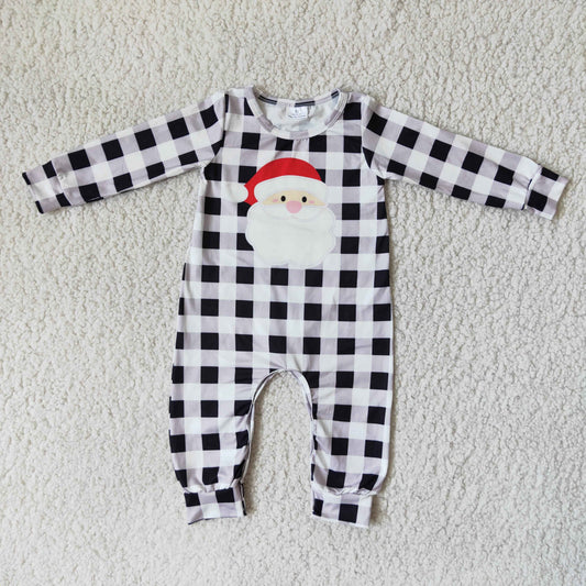 6 A19-25 Boys Santa Checked long sleeve romper