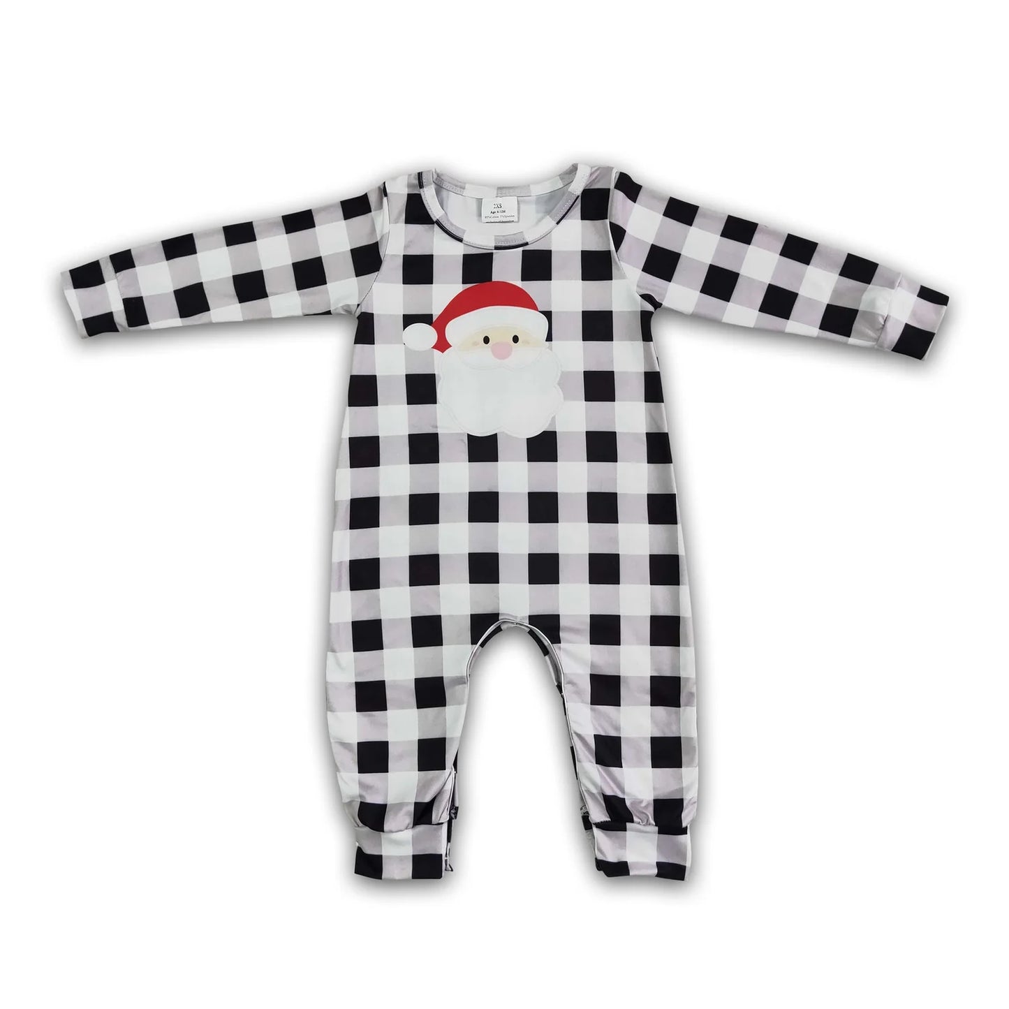 RTS NO MOQ Sibling milk silk Baby Boys Girls Christmas Santa Milk Cookie Print Long Sleeve Rompers