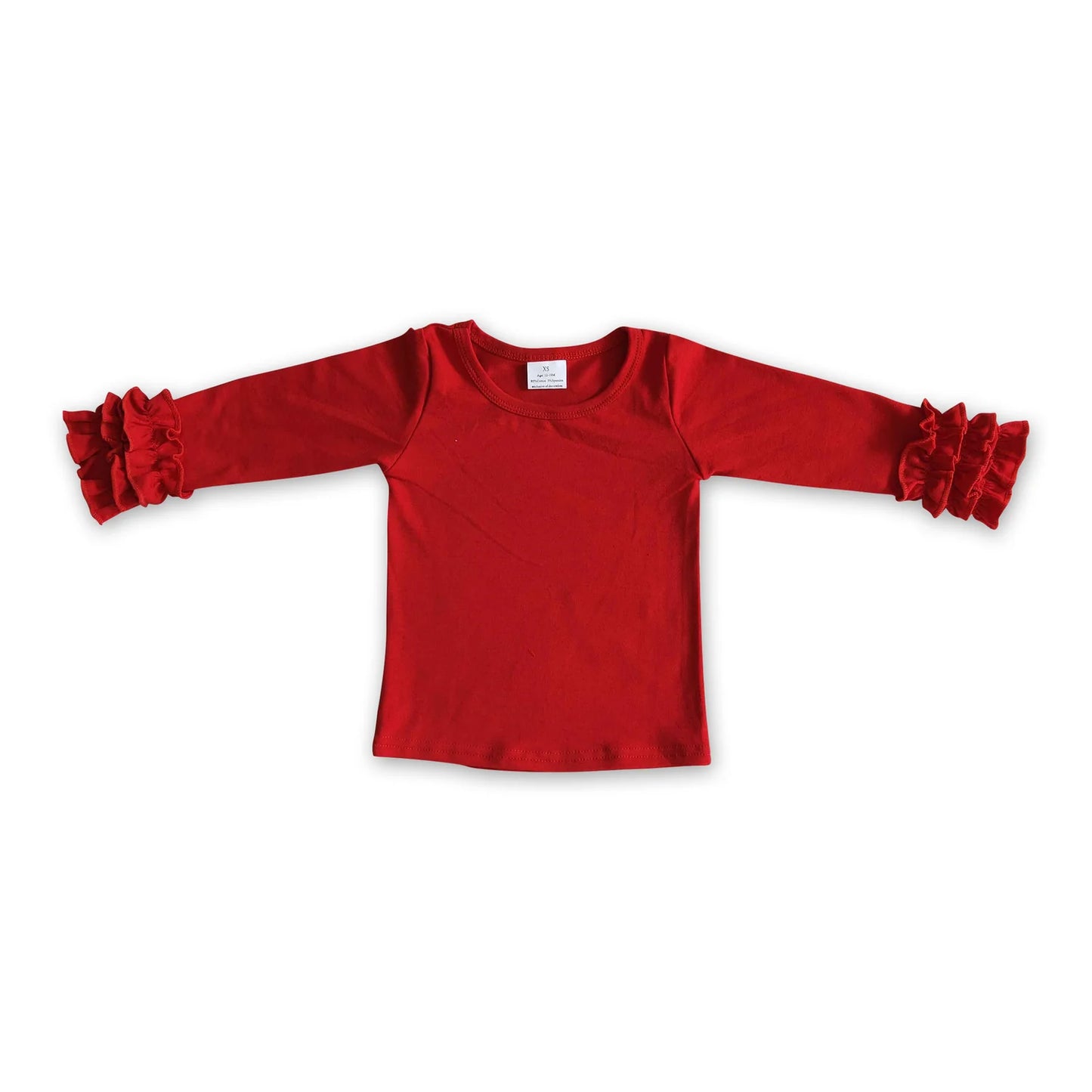 RTS NO MOQ Sibling cotton Baby Girls' Solid Color Long Sleeve Lace Crew Neck Top