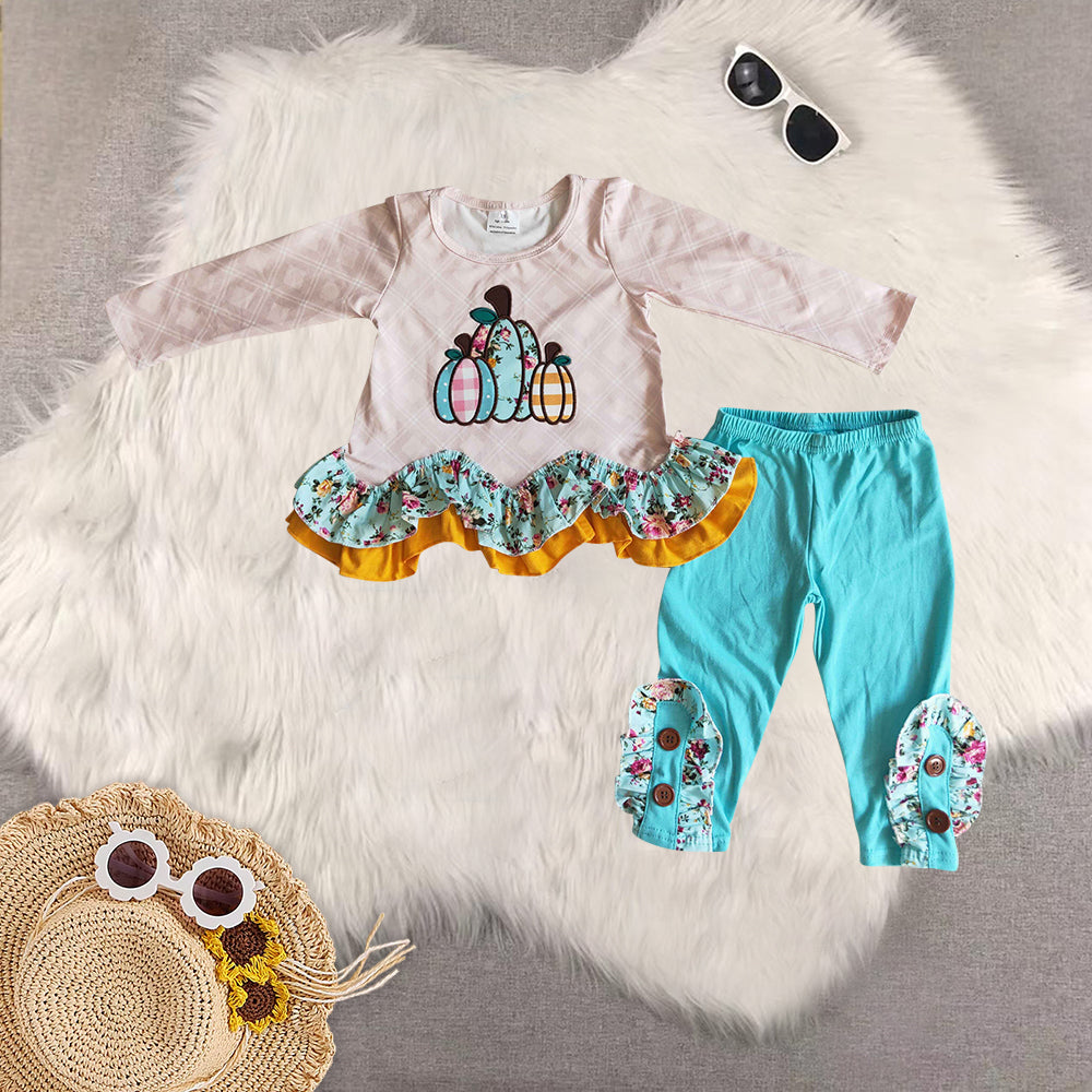 RTS Sibling baby girls clothes halloween embroidery long Sleeve pants sets