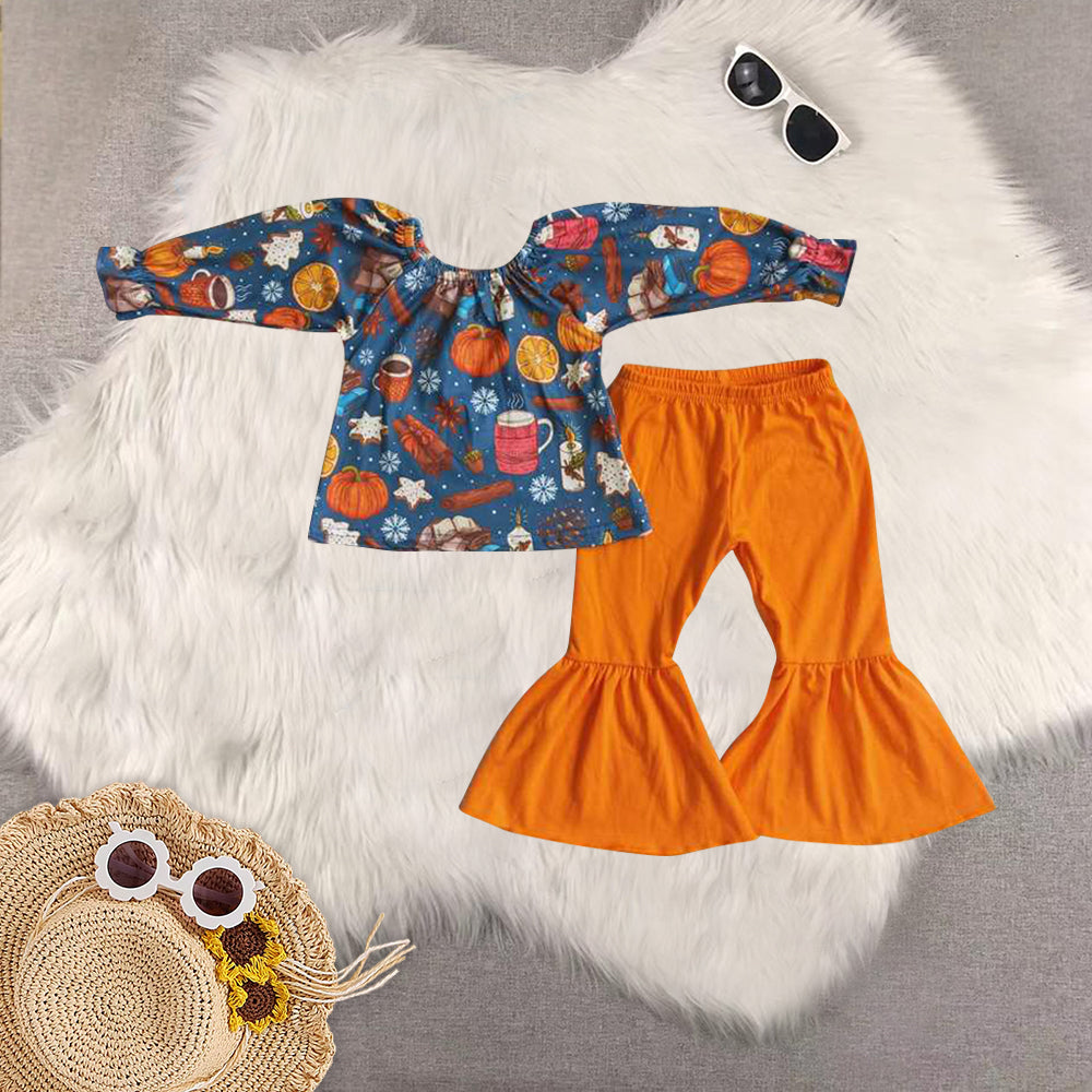 RTS Sibling baby girls clothes halloween embroidery long Sleeve pants sets