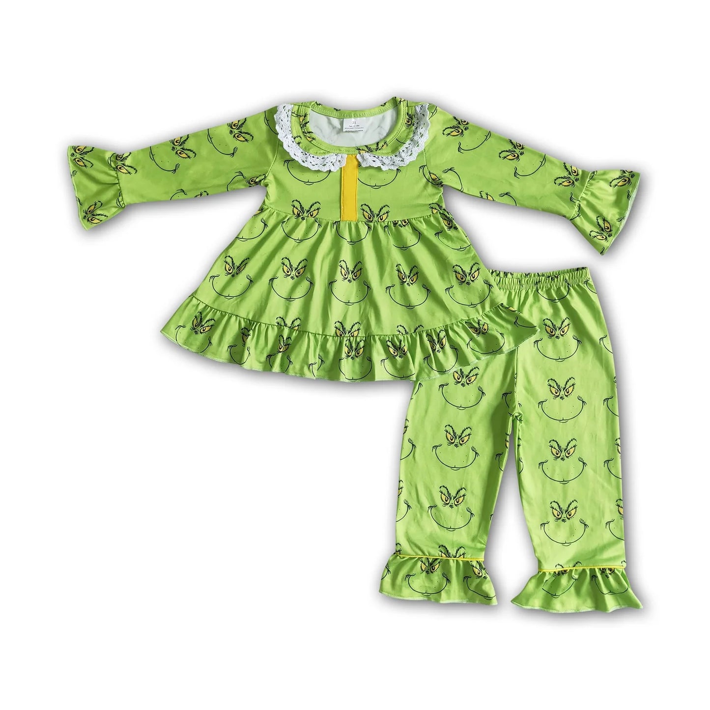 RTS NO MOQ Sibling milk silk Cute Clothes Baby Girls Christmas Long Sleeve Top Pant Holiday Outfit Set