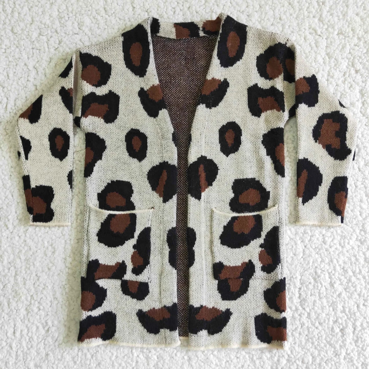 RTS NO MOQ Sibling Sweater Baby Toddler Leopard Print Crew Neck Knit Pullover Sweater