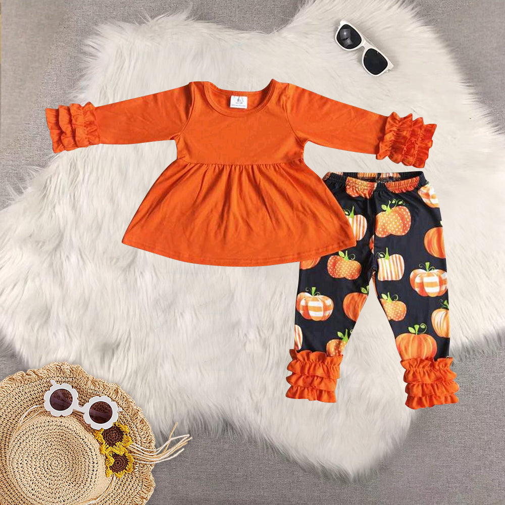RTS Sibling baby girls clothes halloween embroidery long Sleeve pants sets