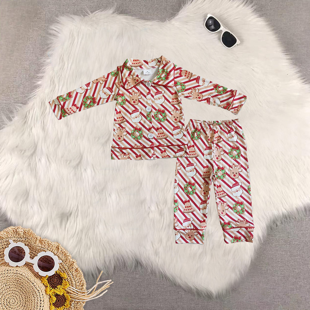 RTS NO MOQ Sibling Baby Girls boys Christmas Long Sleeve Pants pajamas Sets