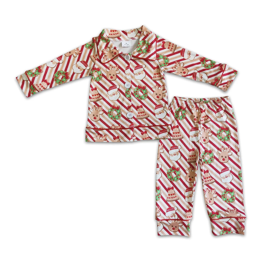 RTS NO MOQ Sibling milk silk Baby Boys Christmas Farm  Button Up Top  Pants Sleep Matching Outfits