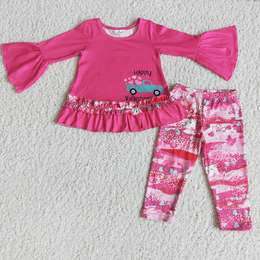 RTS NO MOQ（In Stock) 6 A22-29 Valentine's Day Pink Lace Long Sleeve Pants Suit