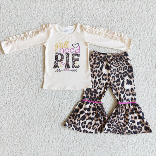 RTS NO MOQ（In Stock) 6 A23-20 8.5PIE long-sleeved top leopard print bell bottoms