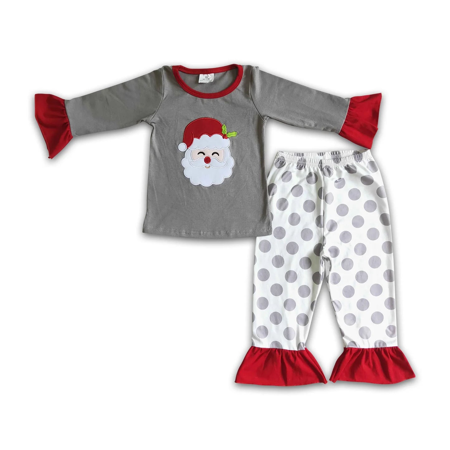RTS NO MOQ Sibling milk silk Cute Clothes Baby Girls Christmas Long Sleeve Top Pant Holiday Outfit Set
