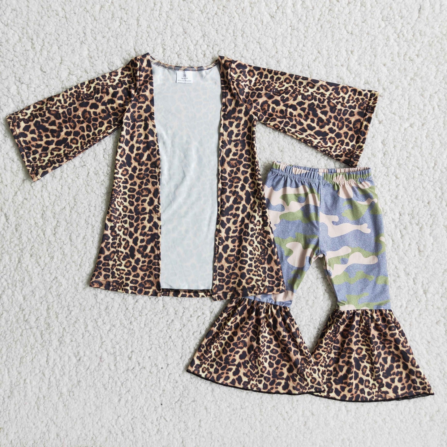 RTS NO MOQ（In Stock ) 6 A25-2 Leopard print jacket + camouflage leopard print pants suit