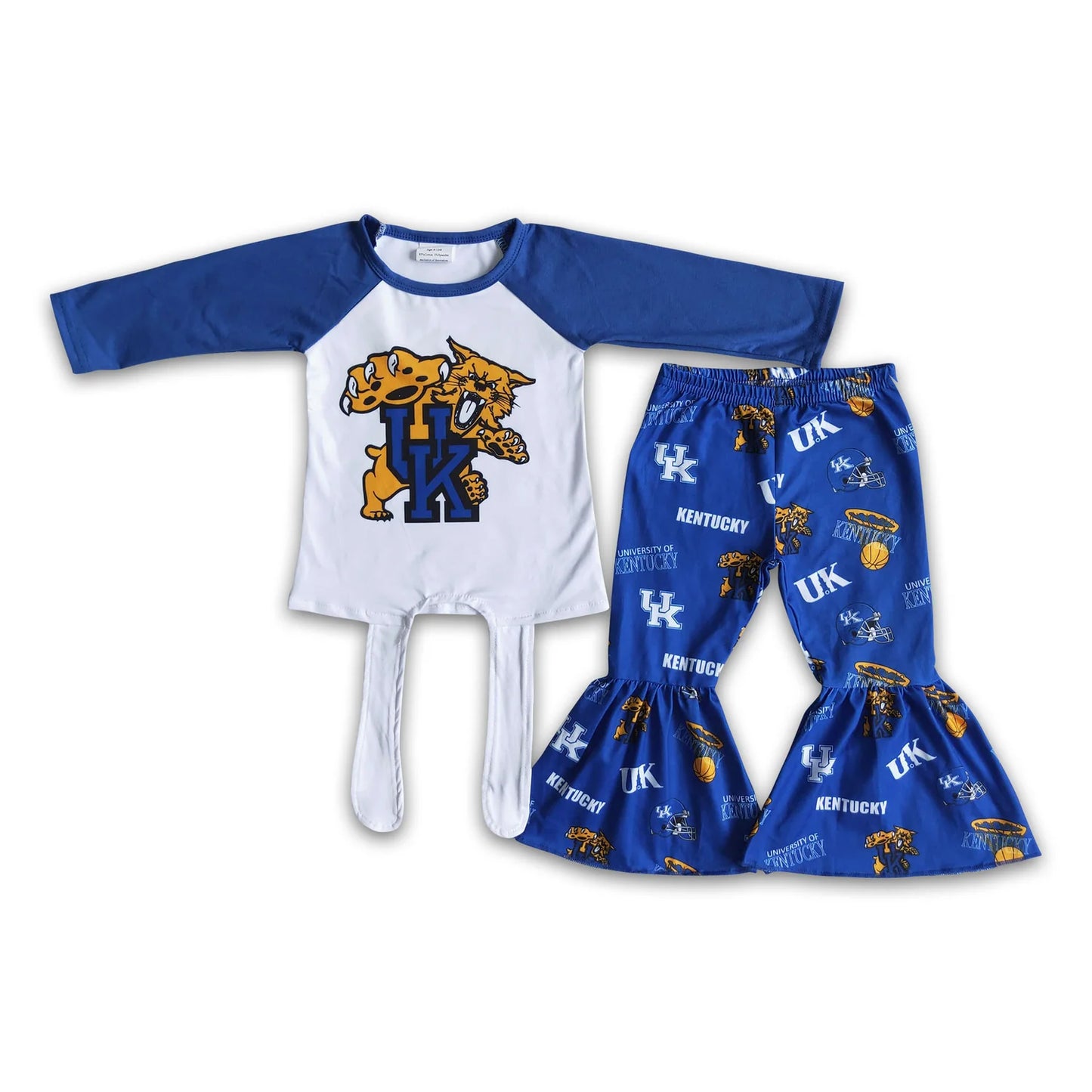 RTS NO MOQ Sibling milk silk Baby Girls Blue Star Bow Top Scallop Edge Shorts Team Casual Clothes Sets Girls Athletic Wear