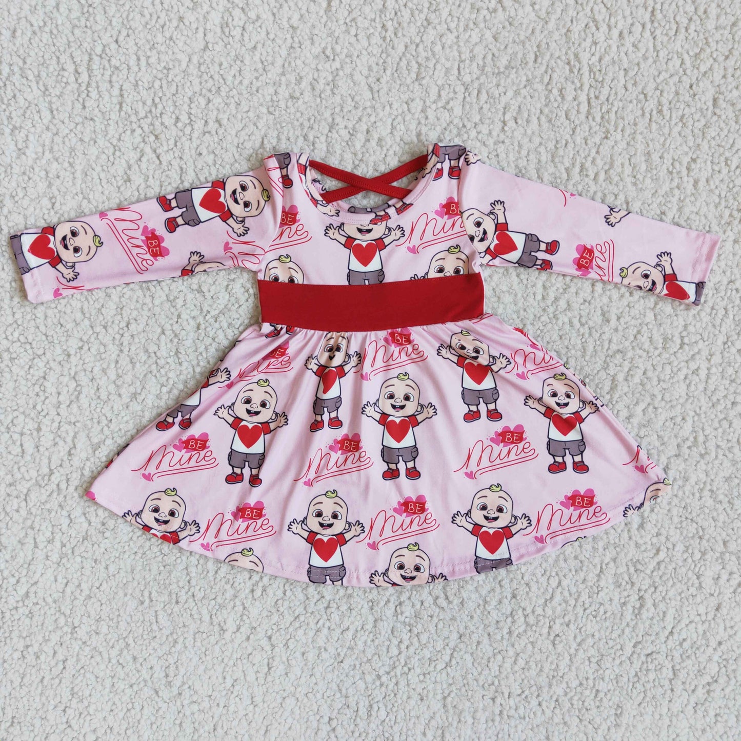 RTS NO MOQ（In Stock ) Long-sleeved dress with love pattern