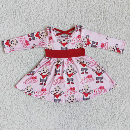 RTS NO MOQ（In Stock ) Long-sleeved dress with love pattern