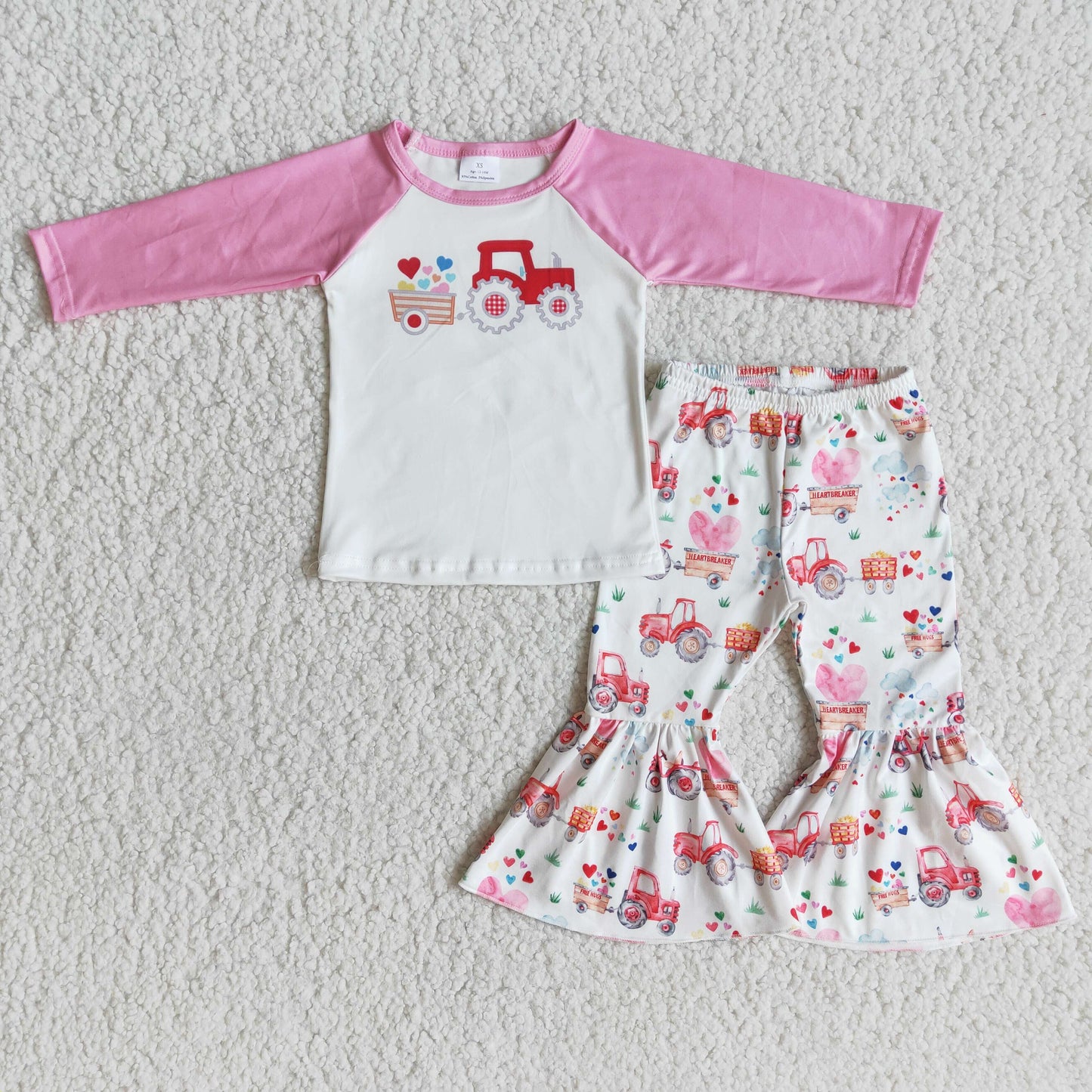 RTS NO MOQ（In Stock) 6 A29-30 Love Car Long Sleeve Flared Pants Valentine's Day Set