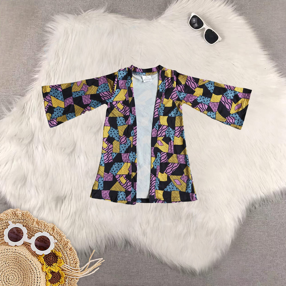RTS NO MOQ Sibling baby Girls' long-sleeved cardigan with ghost flower and bat pattern