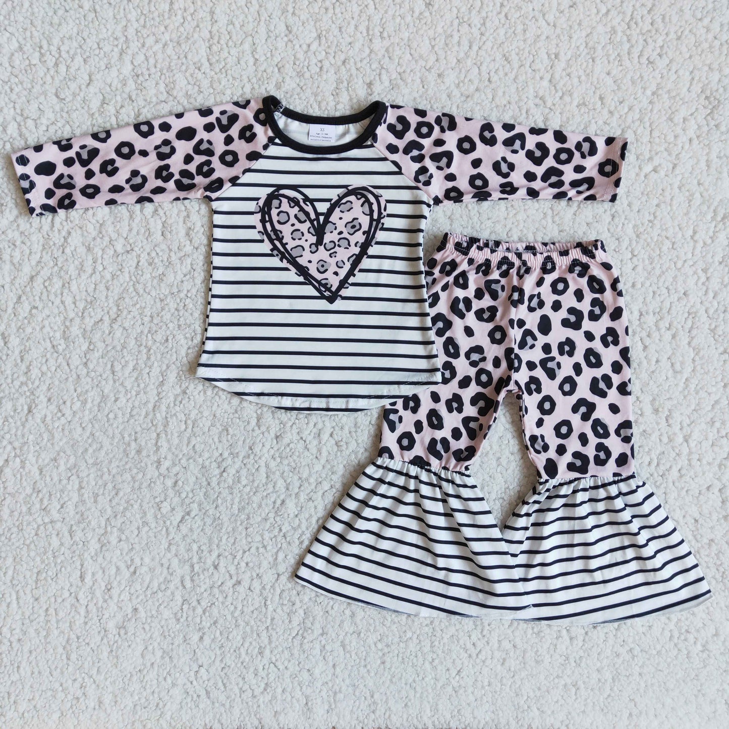 RTS NO MOQ（In Stock) Valentine love long-sleeved leopard print trousers