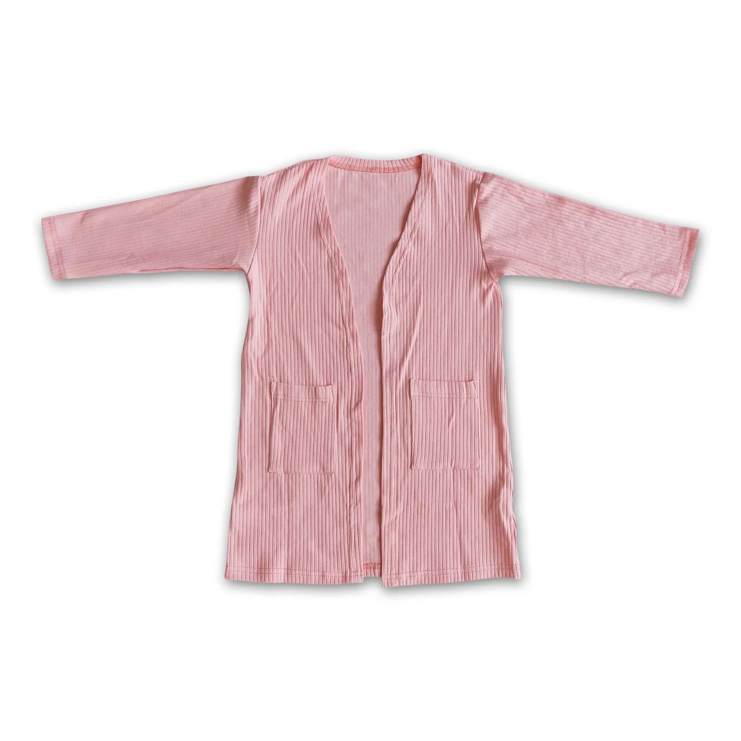 RTS NO MOQ Sibling cotton Baby Girls Solid Color Long Sleeve Spring Cardigan With Side Pockets