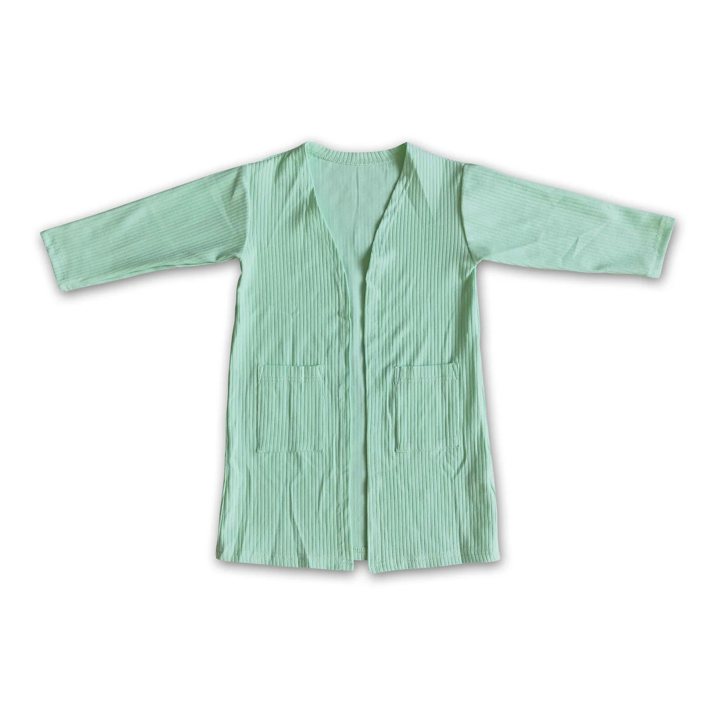 RTS NO MOQ Sibling cotton Baby Girls Solid Color Long Sleeve Spring Cardigan With Side Pockets