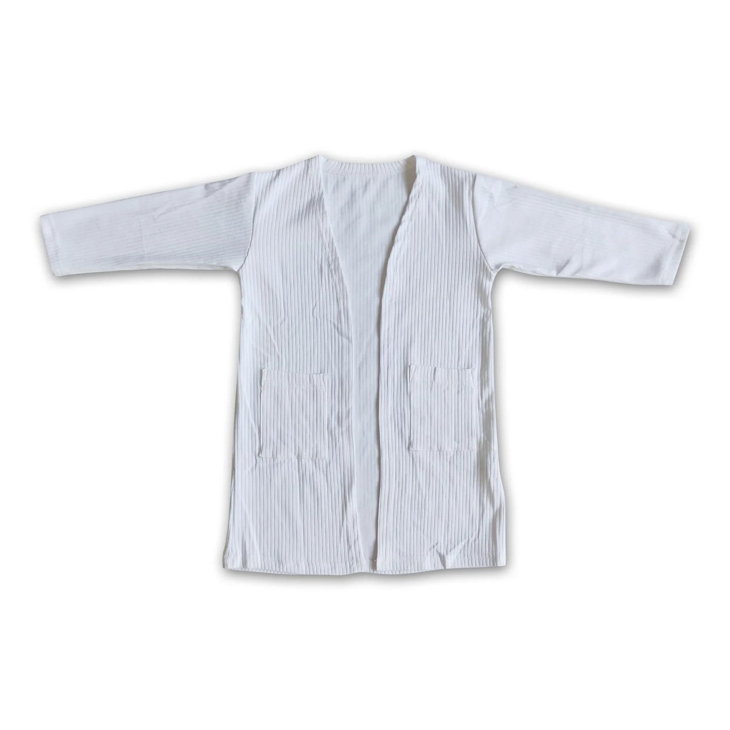 RTS NO MOQ Sibling cotton Baby Girls Solid Color Long Sleeve Spring Cardigan With Side Pockets