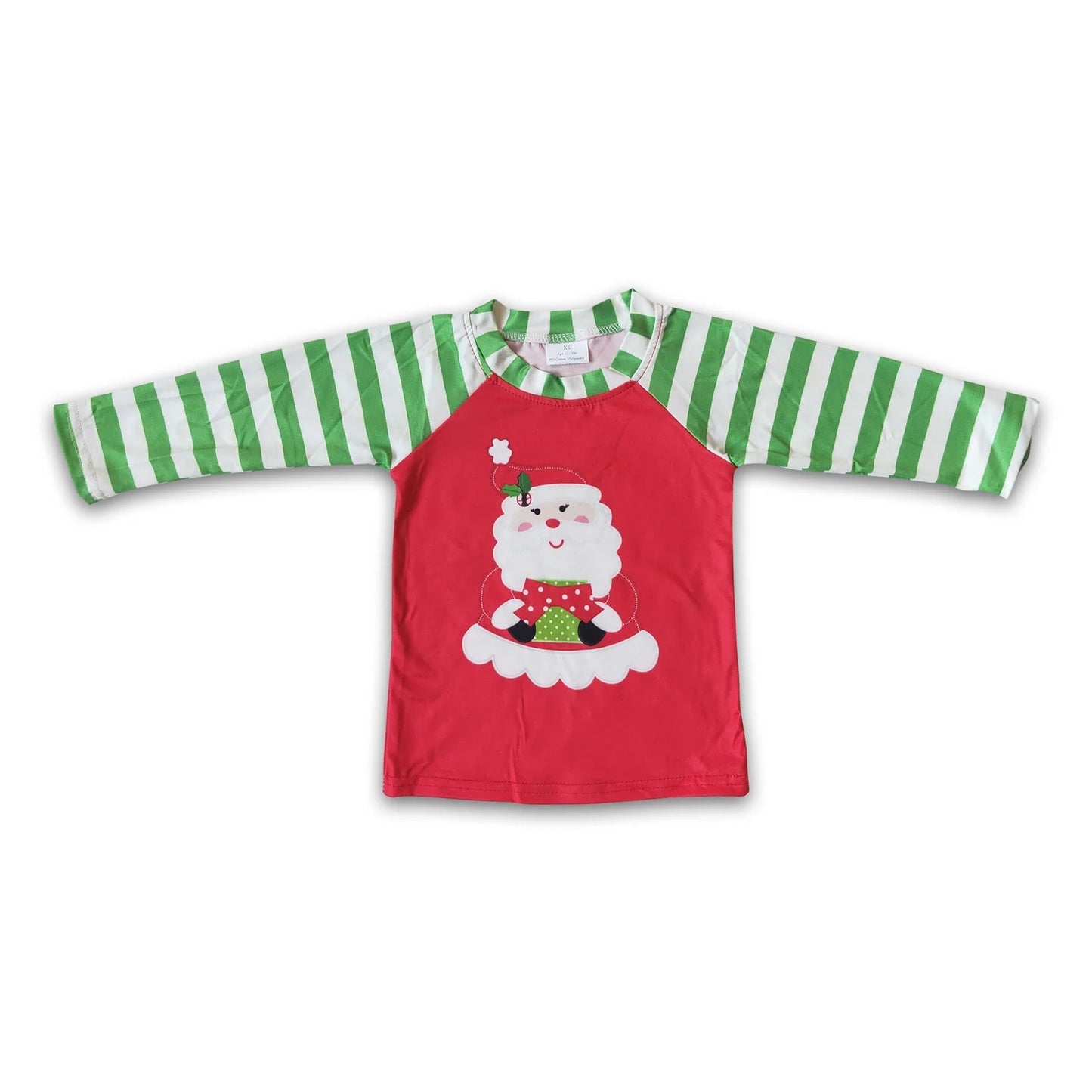 RTS NO MOQ Sibling milk silk Baby Boys Green Santa Tee Shirts Casual Tops