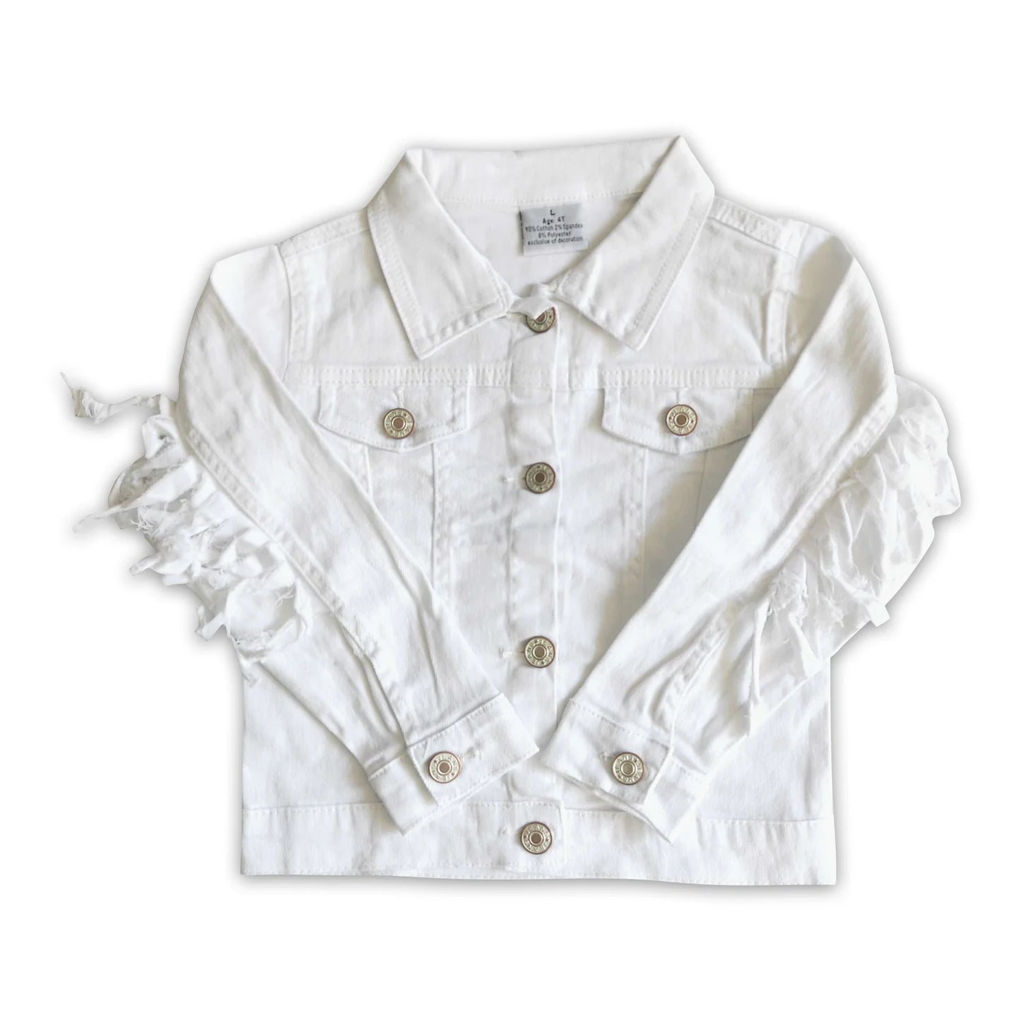 RTS NO MOQ Sibling cotton Baby Girls Solid Color Tassel Long Sleeve Denim Jacket Casual Coat