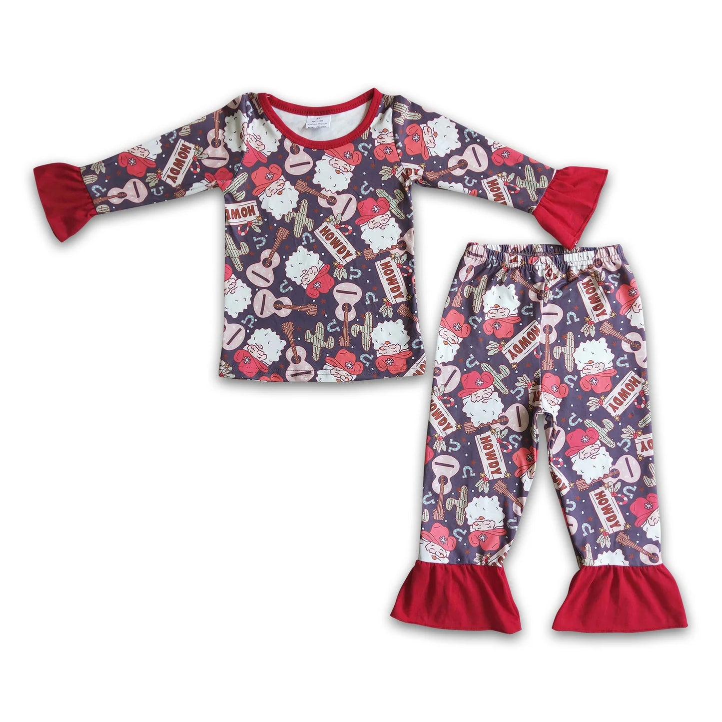 RTS NO MOQ Sibling milk silk Cute Clothes Baby Girls Christmas Long Sleeve Top Pant Holiday Outfit Set