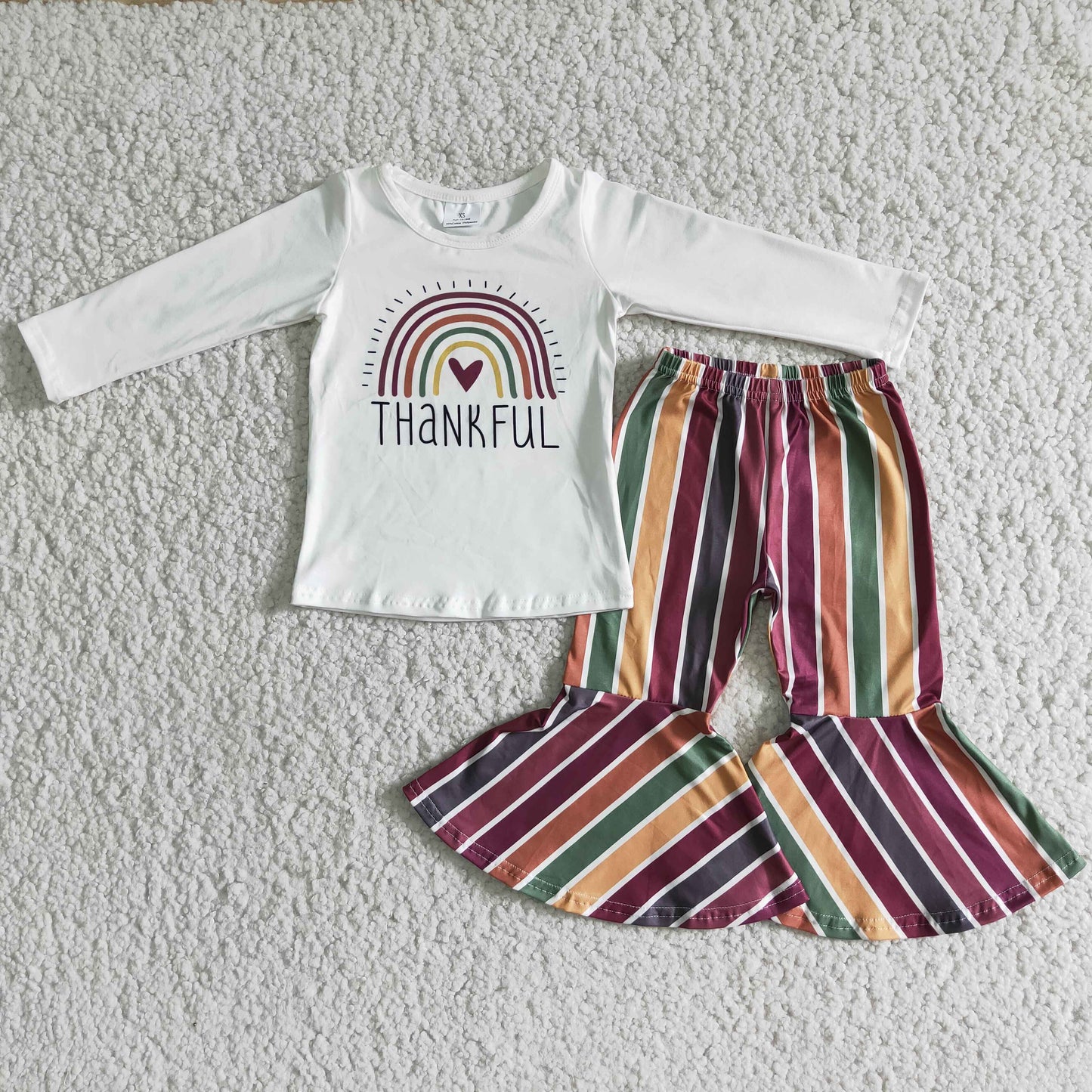 RTS NO MOQ 6 A6-16 THANKFUL long-sleeved top striped flared pants