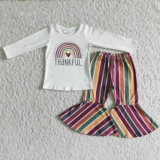 RTS NO MOQ 6 A6-16 THANKFUL long-sleeved top striped flared pants