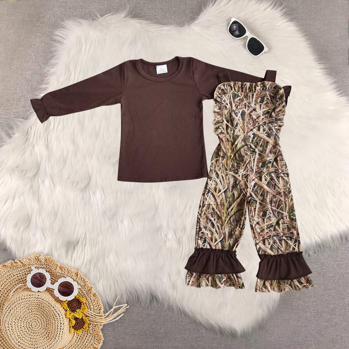 RTS NO MOQ Sibling Baby Girls leopard Long Sleeve Pants Set