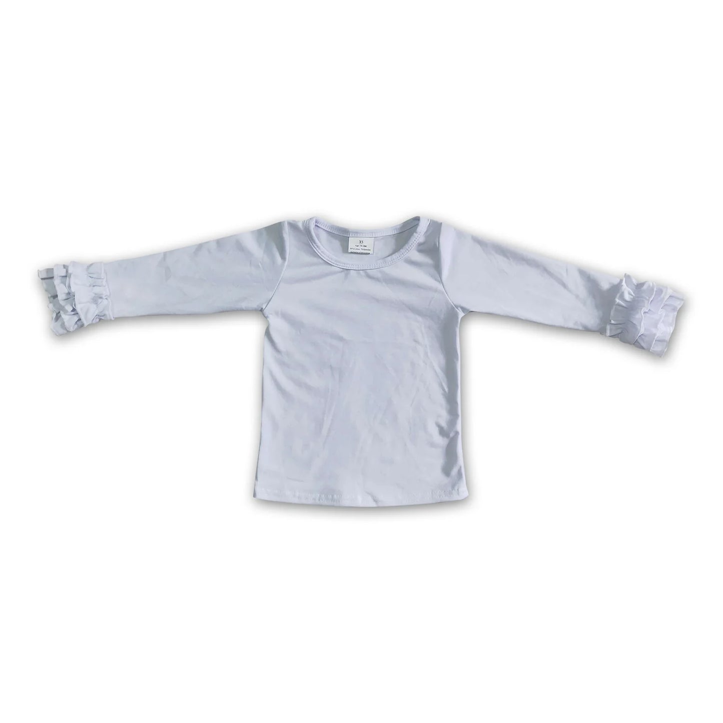 RTS NO MOQ Sibling cotton Baby Girls' Solid Color Long Sleeve Lace Crew Neck Top