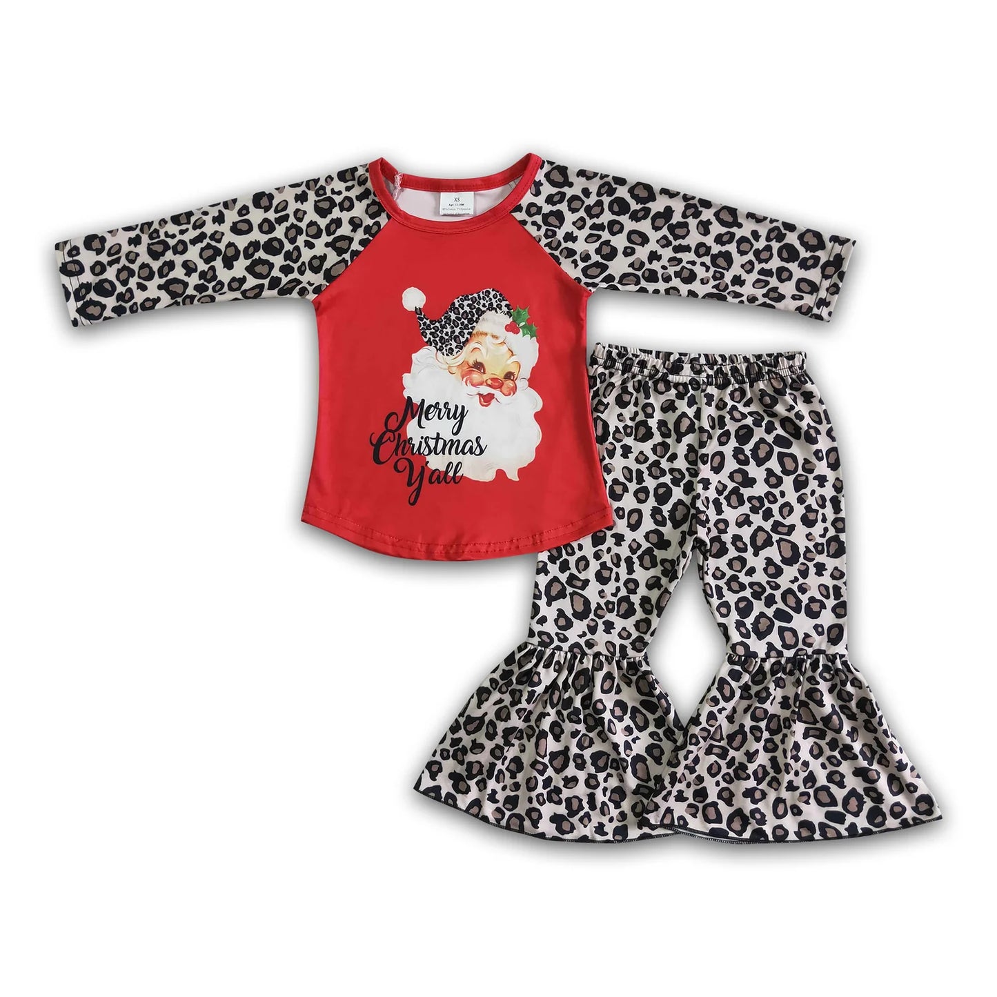 RTS NO MOQ Sibling milk silk Baby Girls Long Sleeve Top Bell Bottom Pants Holiday Clothes Set