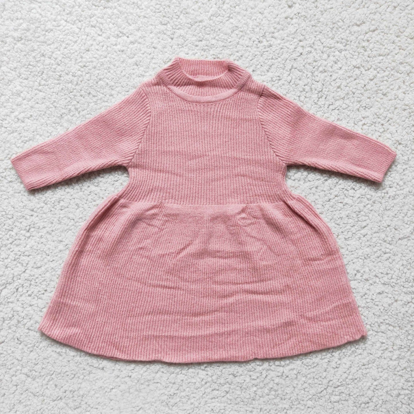 RTS NO MOQ Sibling cotton Baby Girls Solid Color Crew Neck Long Sleeve Knit Sweater