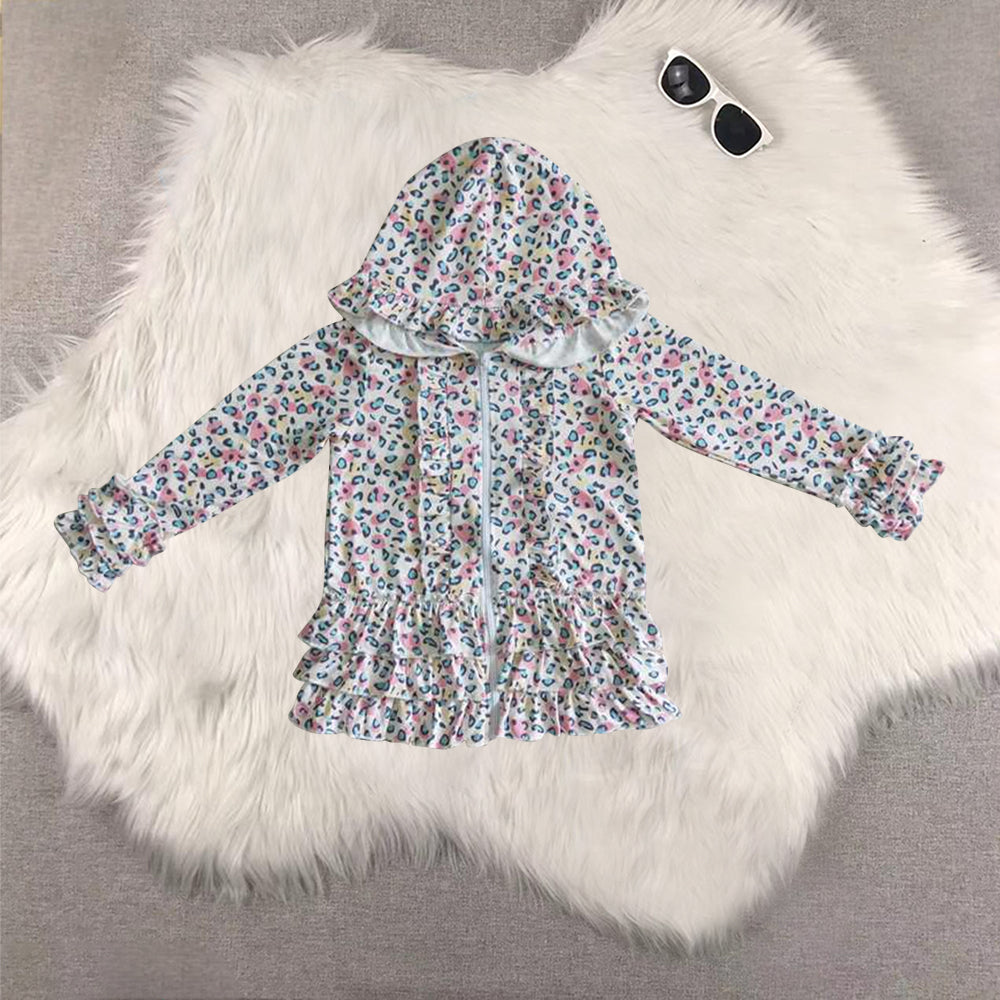 RTS NO MOQ Sibling baby girls clothes floral Hooded Zip-Up Long Sleeve Jackets