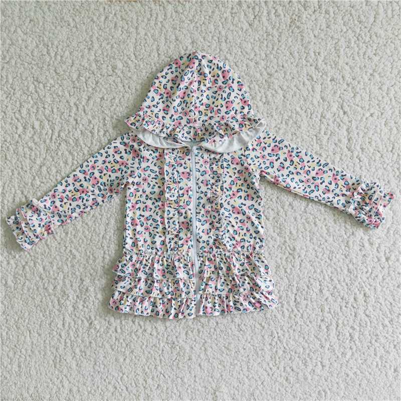 RTS Sibling baby girl clothes leopard lace hooded long Sleeve jackets