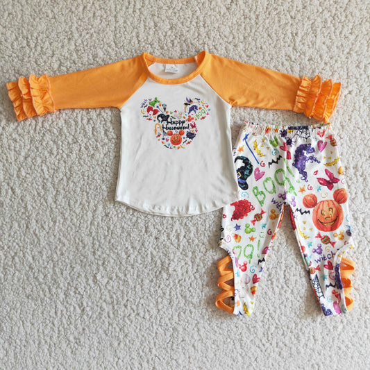 6 B1-19 orange cuffs strappy trousers suit