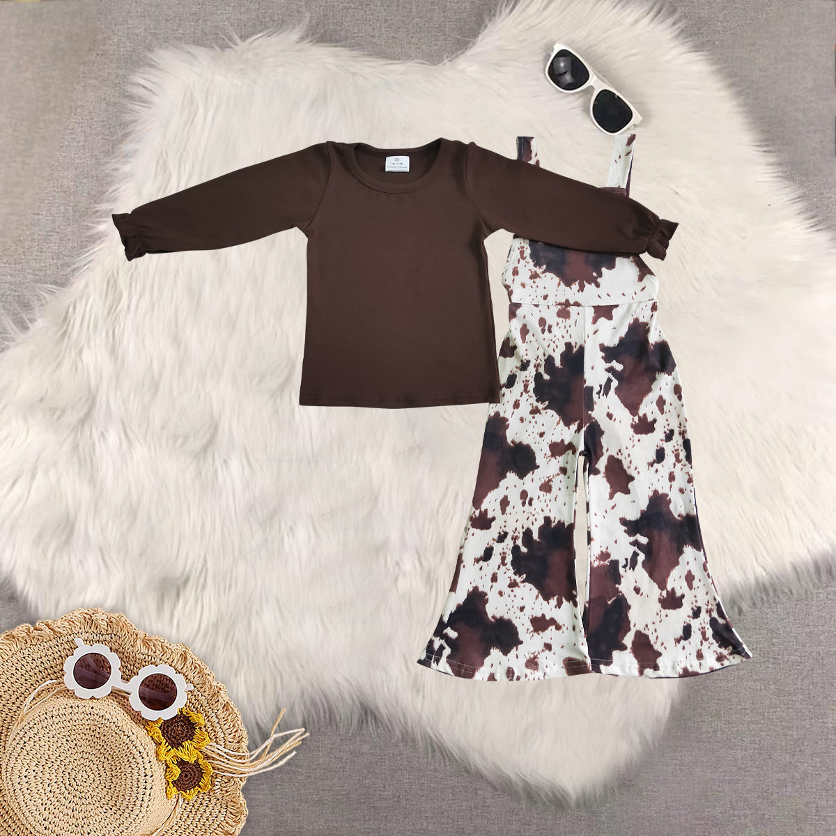 RTS NO MOQ Sibling Baby Girls leopard Long Sleeve Pants Set