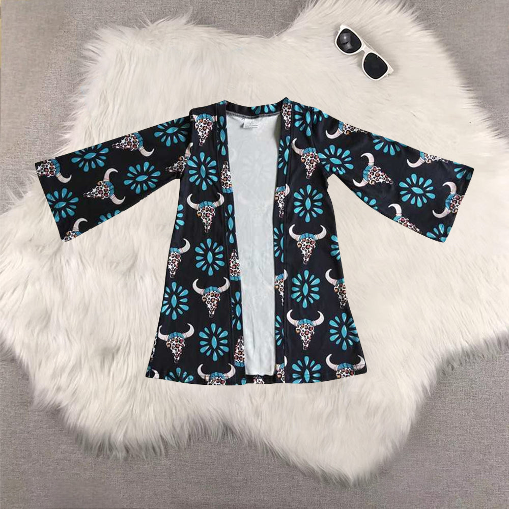 RTS NO MOQ Sibling baby Girls' long-sleeved cardigan with ghost flower and bat pattern